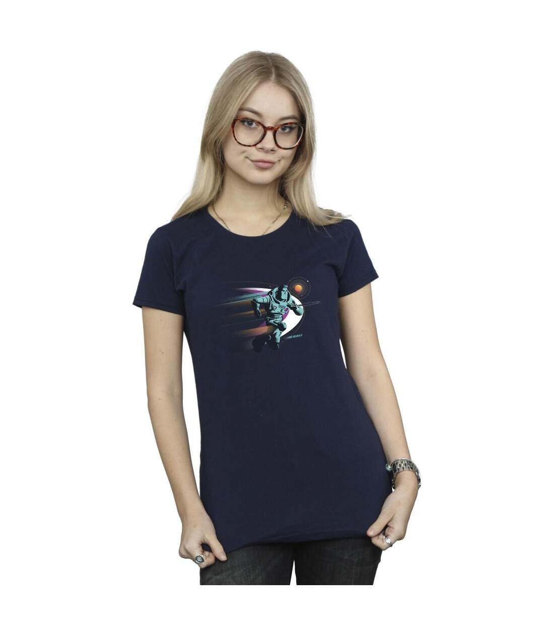 Disney T-Shirt coton Lightyear Running Buzz Femme/Ladies (Bleu marine) - UTBI29281-2