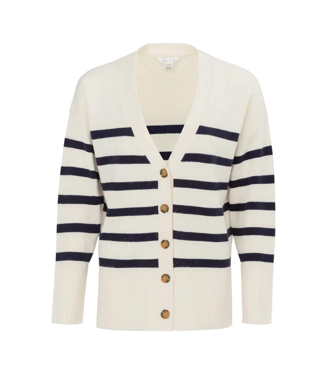 Womens/ladies Lightweight Casual Cardigan White Black Miso-1