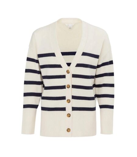 Womens/ladies Lightweight Casual Cardigan White Black Miso