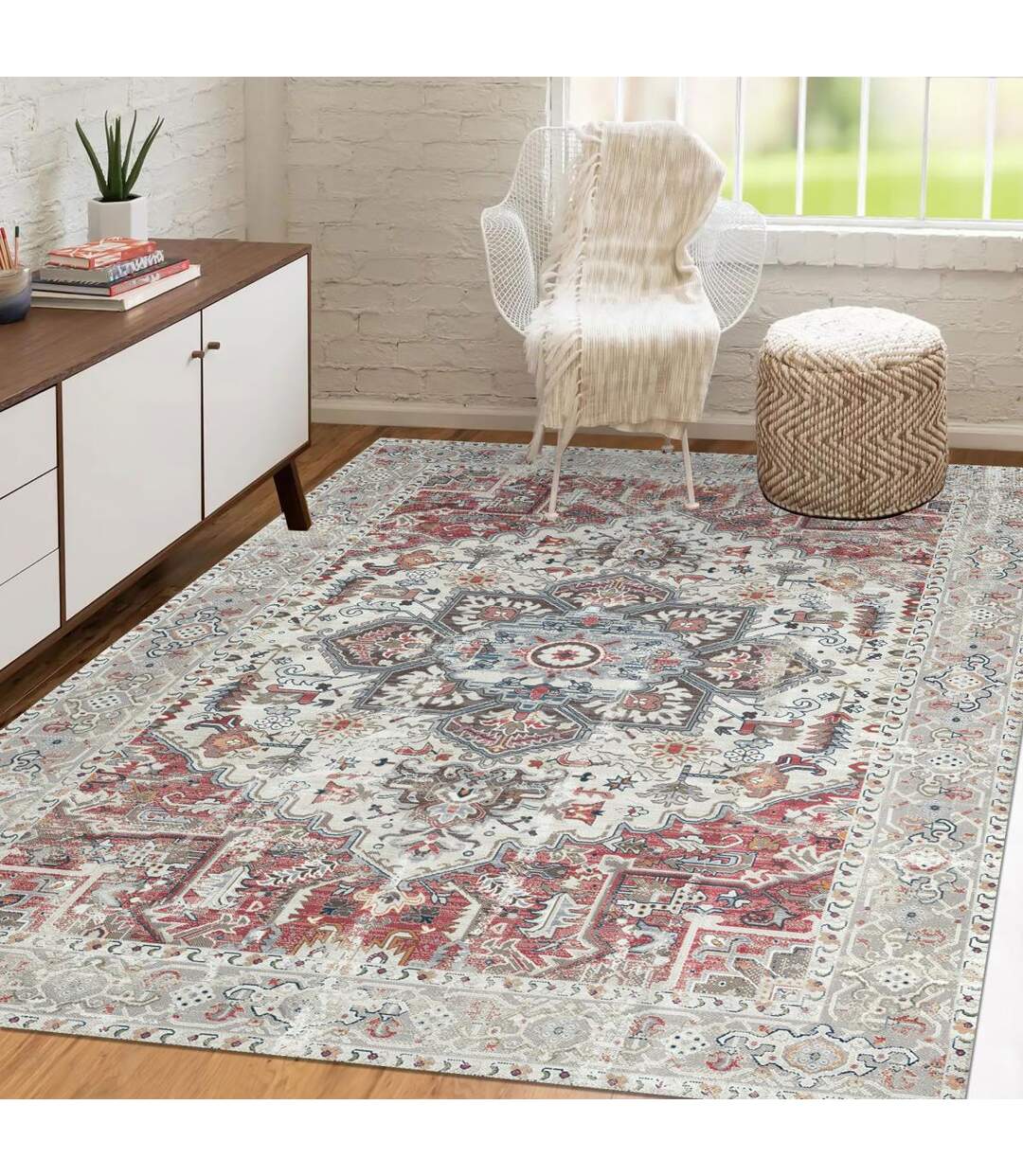 Tapis orient tissé en coton motif classique TAYMA-2