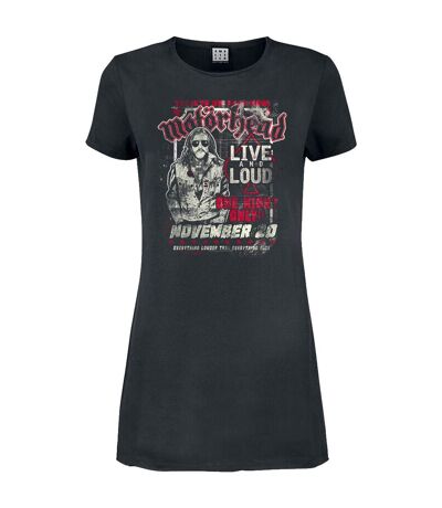 Womens/ladies one night only motorhead t-shirt dress charcoal Amplified