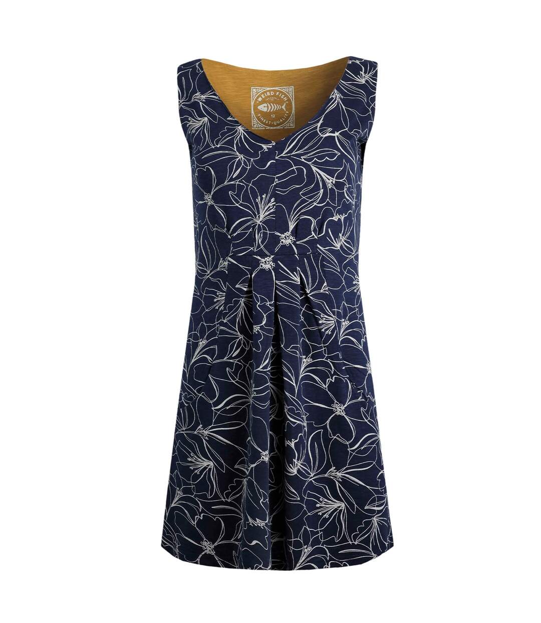 Womens/ladies indus printed jersey tunic dark navy Weird Fish-1