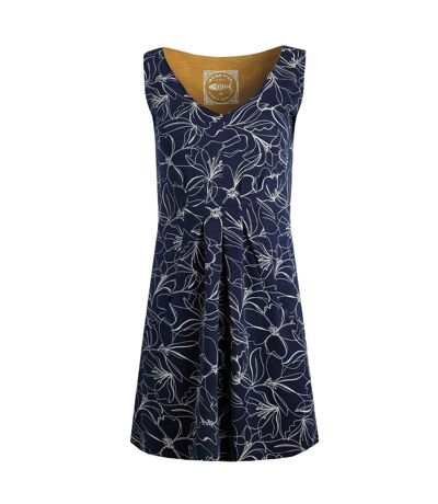 Womens/ladies indus printed jersey tunic dark navy Weird Fish