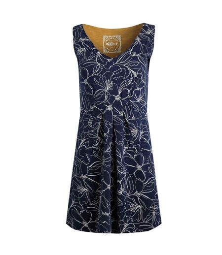 Womens/ladies indus printed jersey tunic dark navy Weird Fish