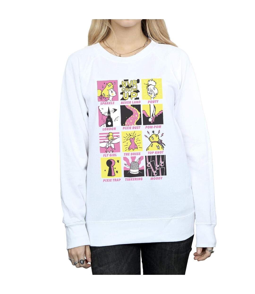 Disney Sweat Femme/Ladies Tinkerbell Squares (Blanc) - UTBI40898-3