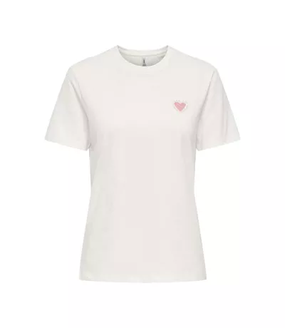 T-Shirt blanc/rose femme only heart