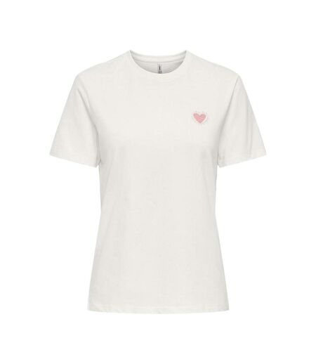T-Shirt blanc/rose femme only heart