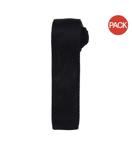 Pack of 2  Mens slim textured knit effect tie  one size black Premier