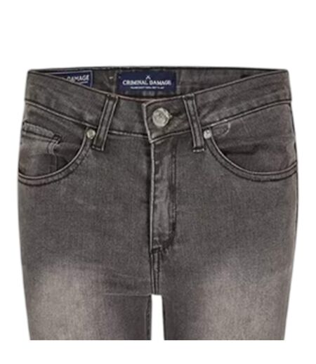 Womens/ladies Sos Ripped Skinny Jeans Grey Criminal Damage
