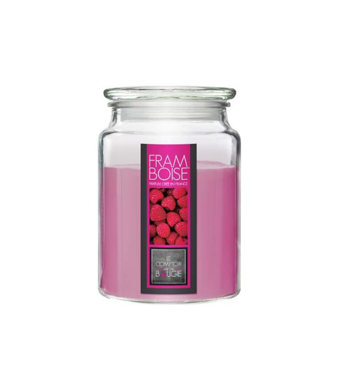 Bougie Parfumée en Verre Couvercle 510g Framboise