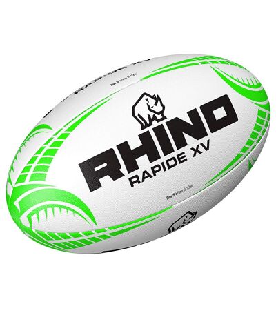 Ballon de rugby rapide taille 4 blanc / vert Rhino