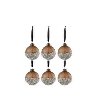 Lot de 6 Boules de Noël Perles 8cm Marron
