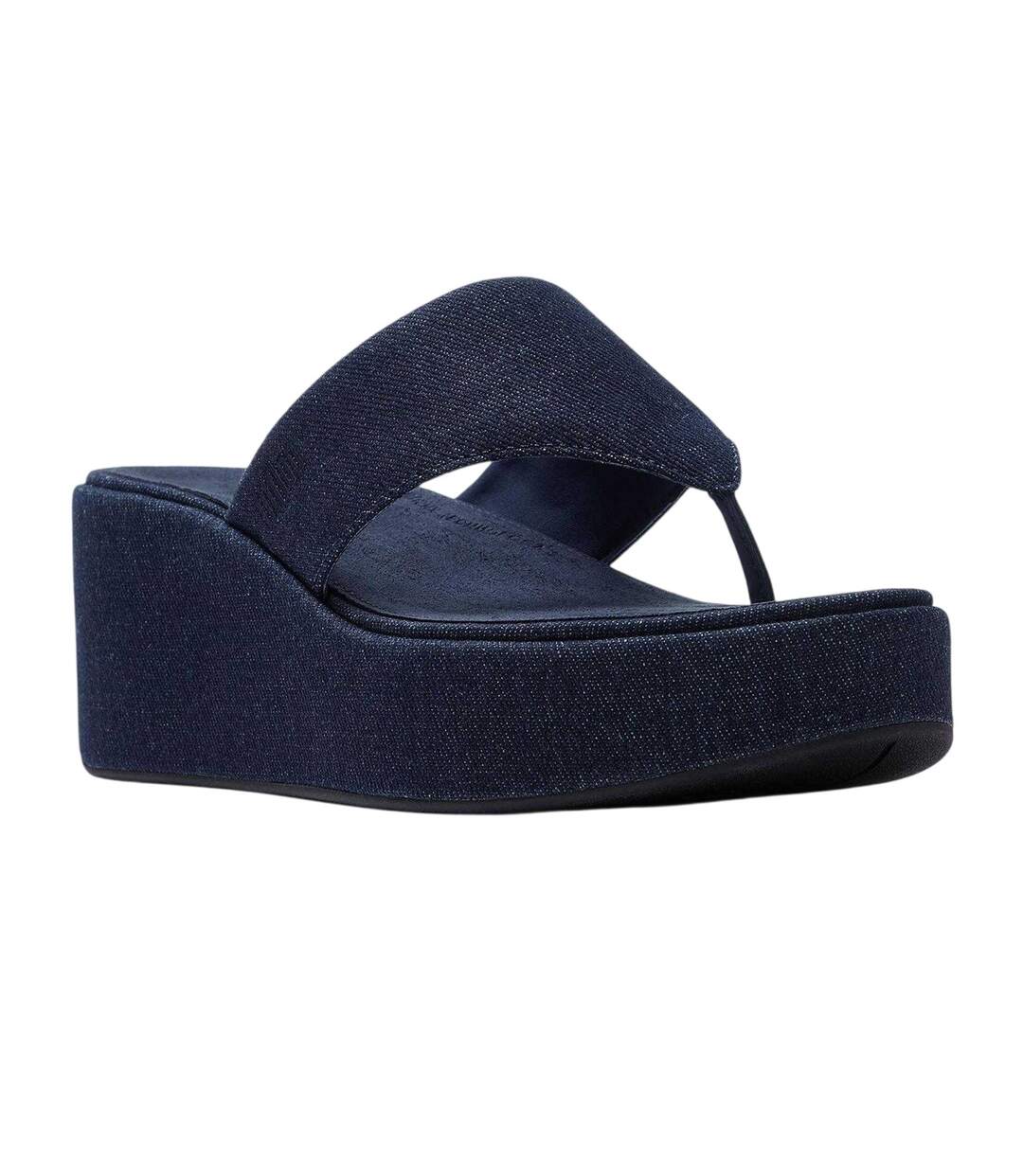 Womens/ladies Denim Wedge Sandals Dark Denim Fit Flop-4