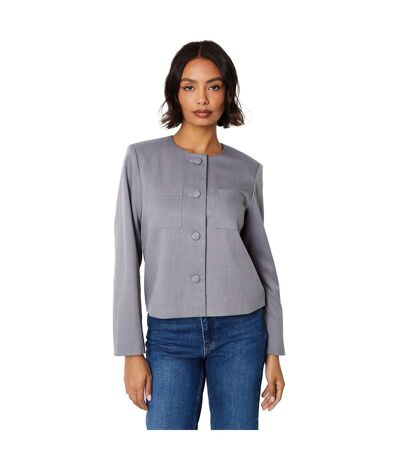 Womens/ladies front pocket blazer grey Dorothy Perkins