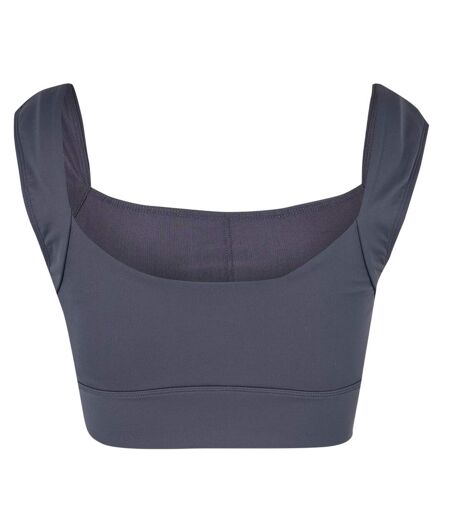 Womens/ladies Logo Ruched Sports Bra Shark Grey USA Pro