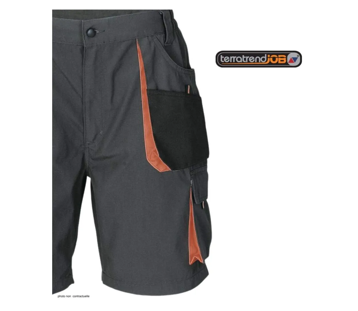 Bermuda de travail homme Terratrend 3231GN multi-poches gris et noir renforcé en tissu Oxford-4