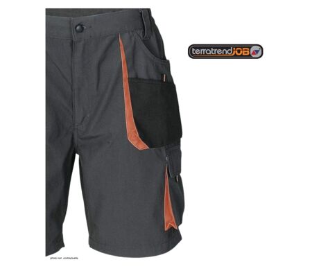 Bermuda de travail homme Terratrend 3231GN multi-poches gris et noir renforcé en tissu Oxford