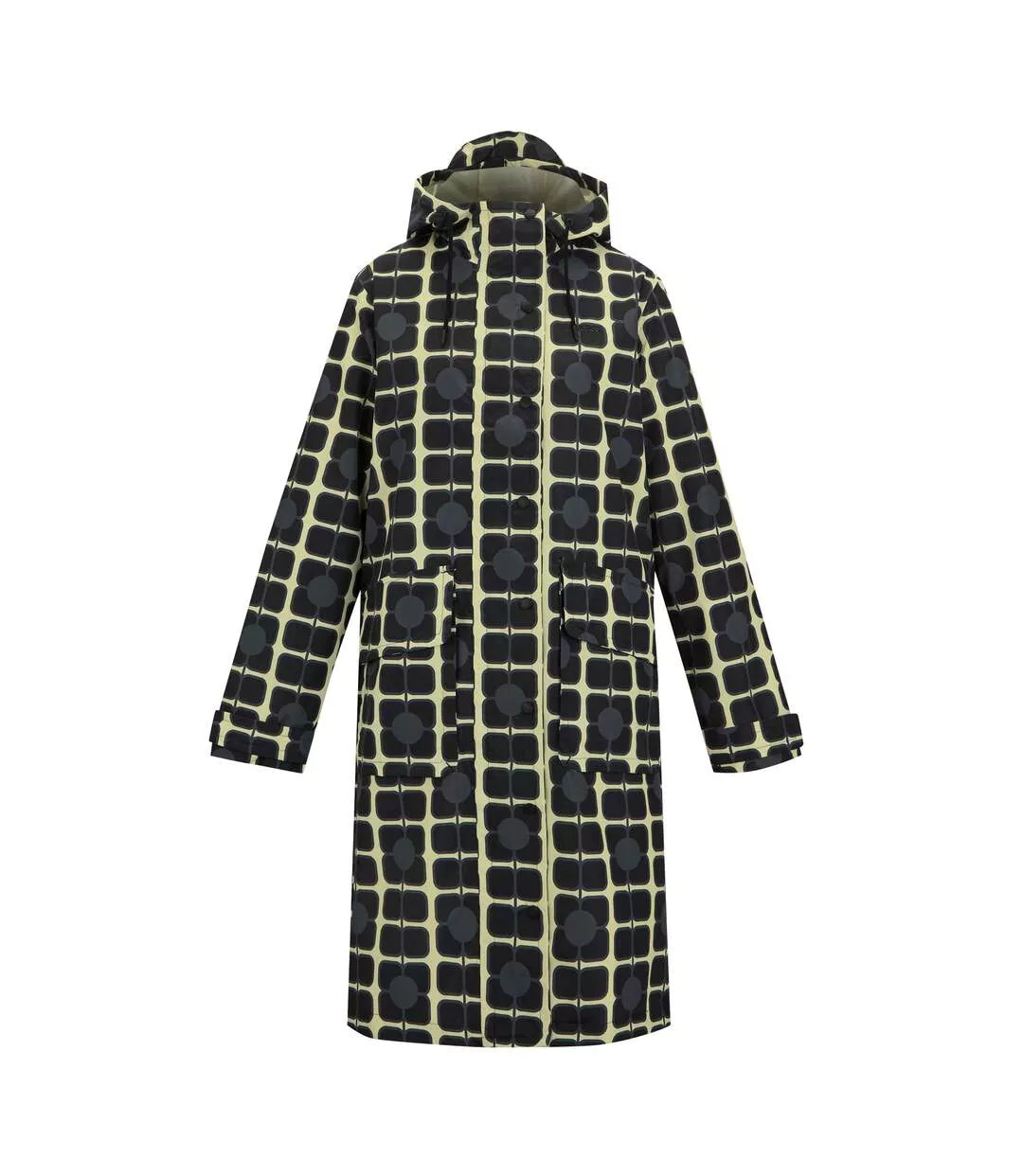 Womens/ladies Orla Kiely Poppy Long Length Waterproof Jacket Monochrome Regatta-2