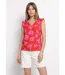 Blouse volantée col V, imprimé fleuri-1