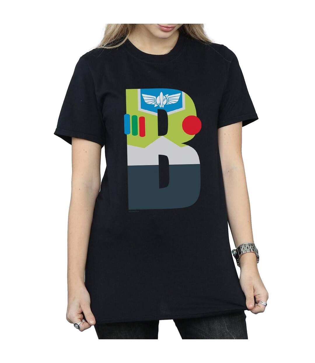 Disney Womens/Ladies Alphabet B Is For Buzz Lightyear Cotton Boyfriend T-Shirt (Noir) - UTBI46921-3