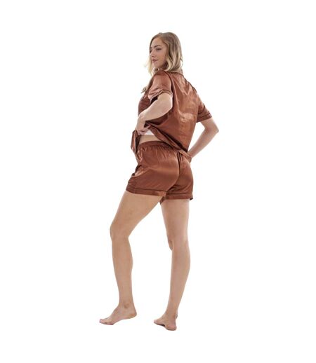 Ensemble De Pyjama Court Manches Courtes Femme Marron Keanu