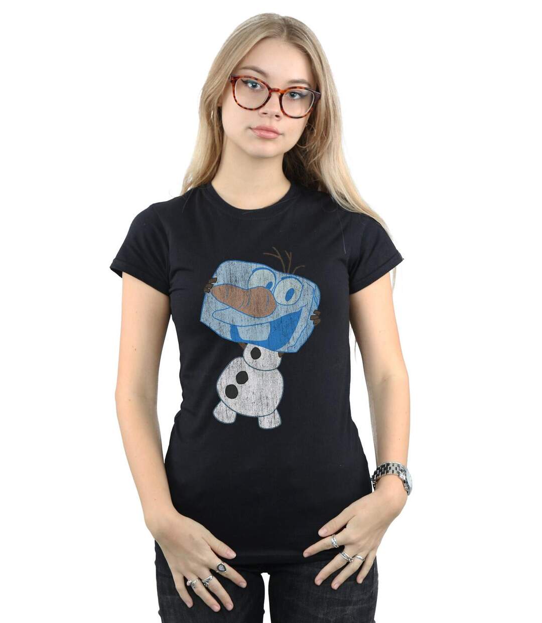 Disney T-shirt en coton Womens/Ladies Frozen Olaf Ice Cube (Noir) - UTBI21990-2