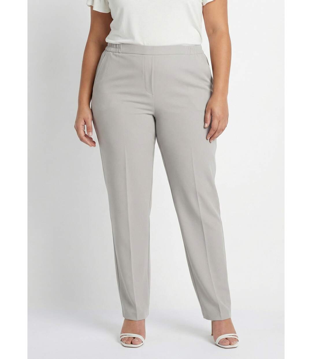 Pantalon droit taille semi-élastiquée-1