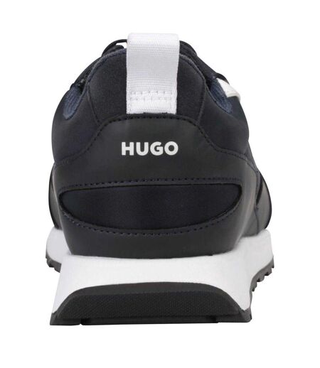 Mens Icelin Leather Trainers Navy Hugo