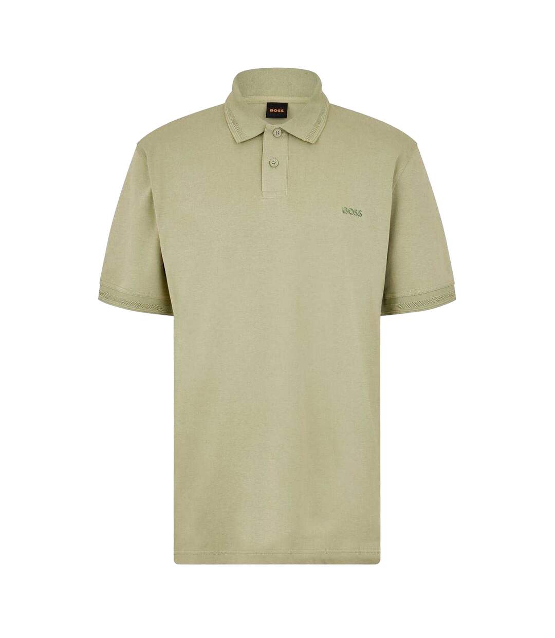 Mens Interlock Short-sleeved Polo Shirt Green Boss-1