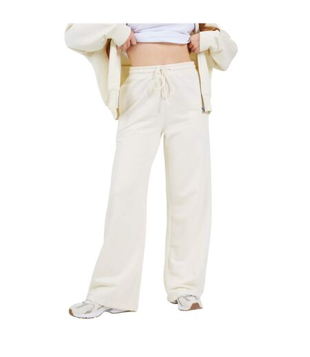 Womens/ladies Wide Leg Joggers Cream Brave Soul