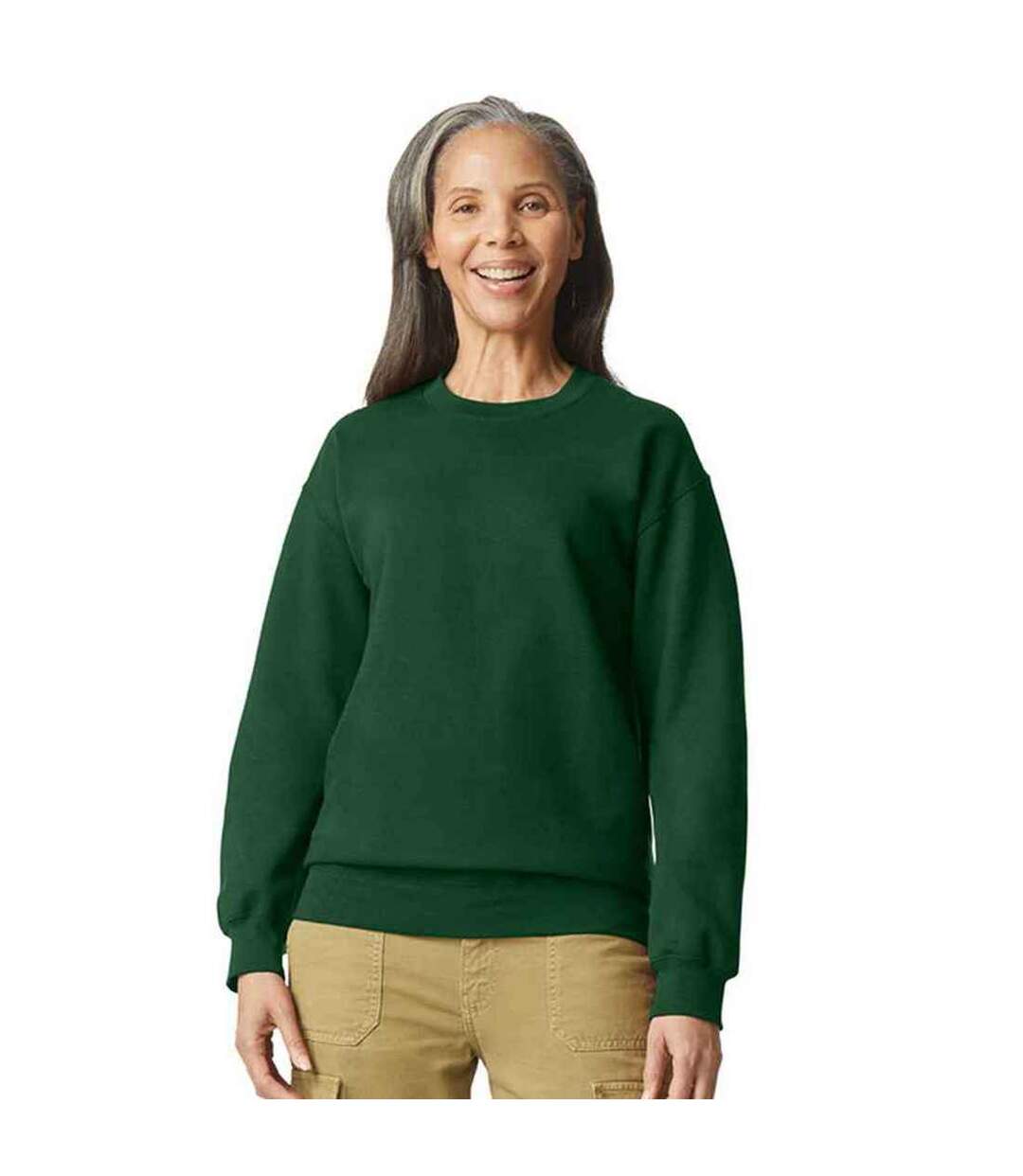 Unisex Adult Softstyle Fleece Midweight Sweatshirt Forest Green Gildan-1