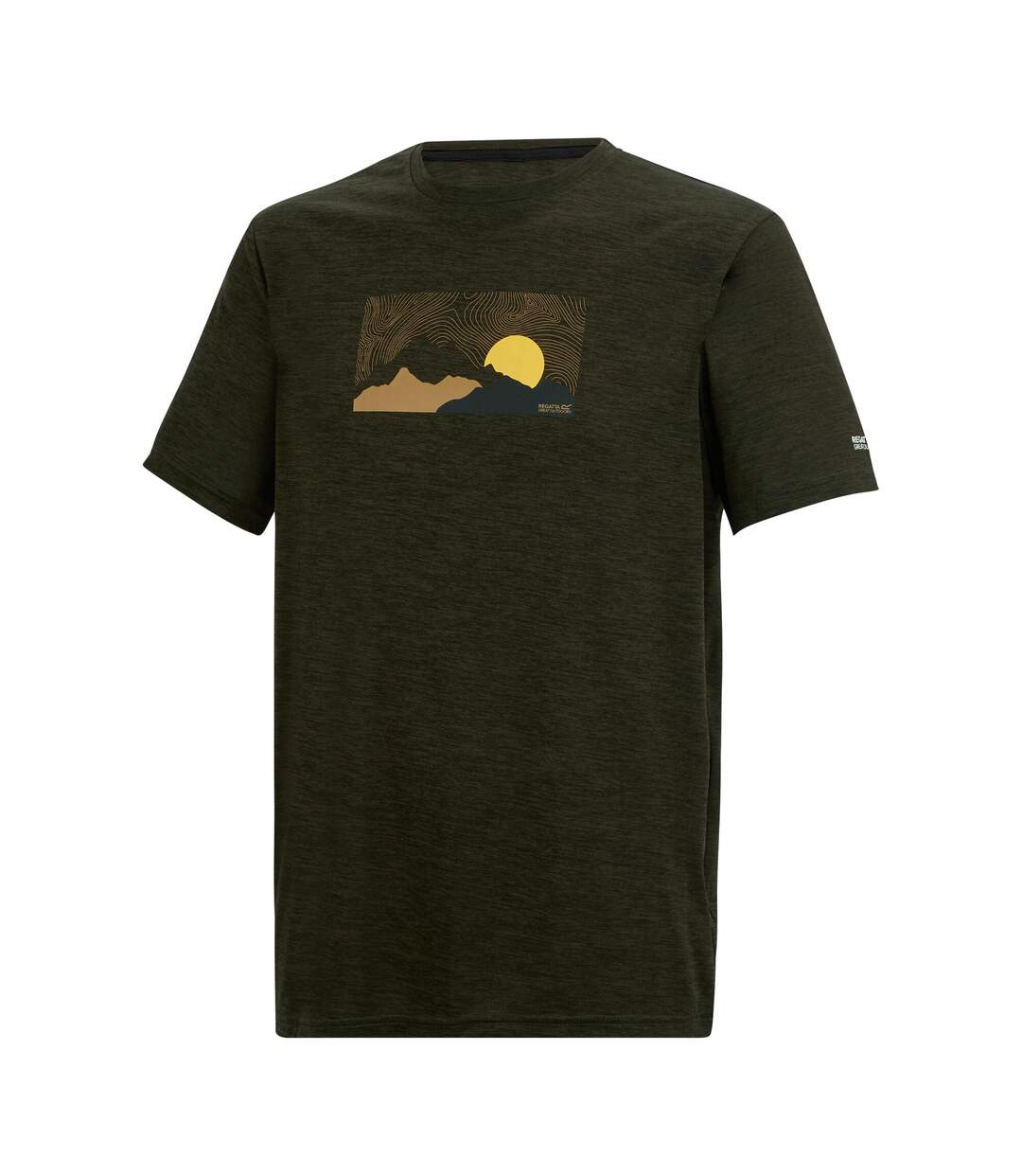 T-shirt Motif/style Paysage Fingal Homme Kaki Foncé Chiné Regatta-4