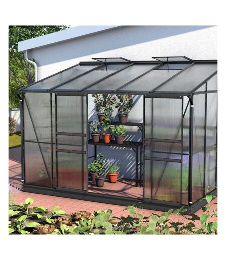 Serre de jardin en polycarbonate 4 mm et aluminium noir avec embase Ida 201. x 324.30 x 220.80 cm