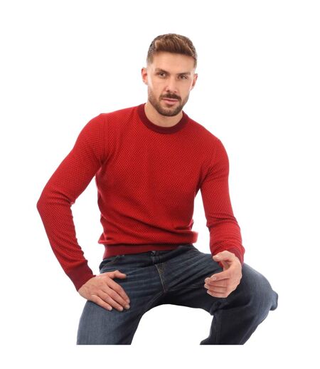 Mens Kapoko Knitted Cotton Sweatshirt Red Boss