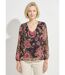 Blouse col V manches longues voile fleuri-1