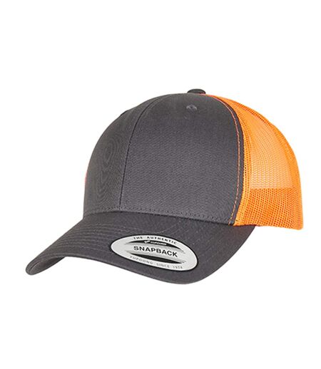 Casquette Trucker Motif/style Rétro Charbon Orange Néon Flexfit