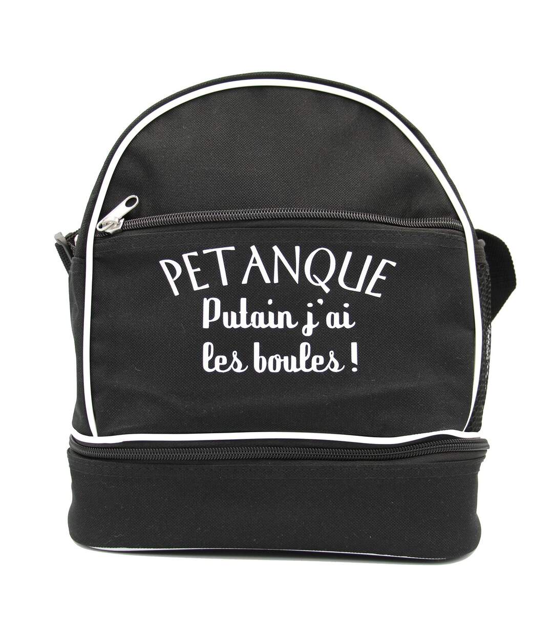 Sac bandoulière pour 3 boules de pétanque - Putain j'ai les boules - noir-2