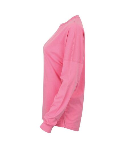 SF Unisex Adult Slogan Drop Shoulder Long-Sleeved T-Shirt (Bright Pink)