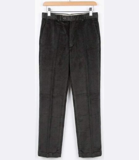 MAYFLOWER D373 — Pantalon velours extensible gris : confort stretch et taille haute