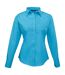 Womens/ladies Poplin Long-sleeved Blouse Turquoise Premier-1