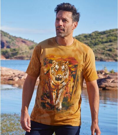 Batikované tričko s potiskem tygra