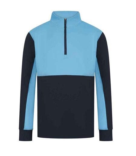 Mens quarter zip track top navy/sky blue Finden & Hales
