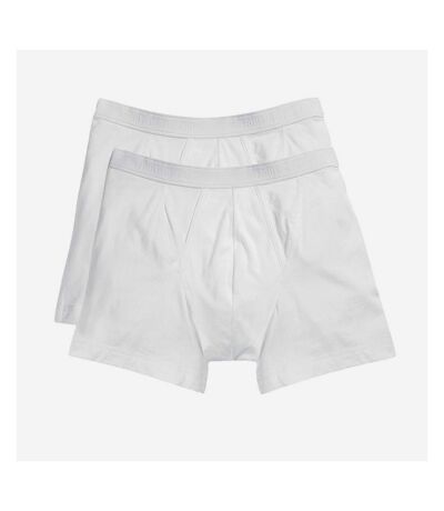 Fruit of the Loom Mens Classic Plain Boxer Shorts (Pack of 2) (White) - UTPC7282