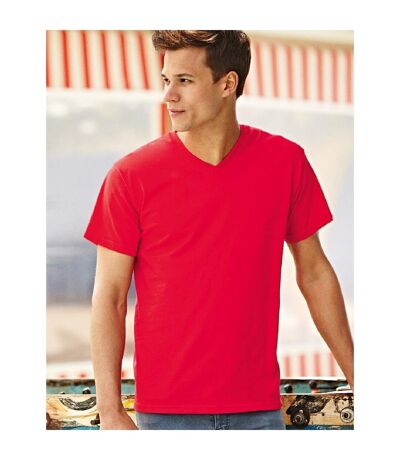 Fruit Of The Loom Mens Valueweight V-Neck, Short Sleeve T-Shirt (Red) - UTBC338