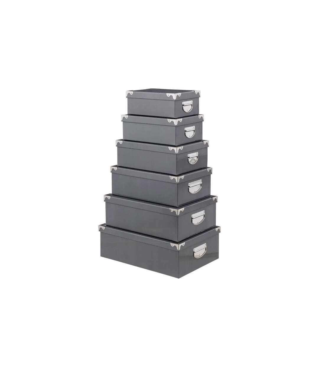 Set de 6 Boîtes de Rangement Uni 48cm Gris Foncé-1