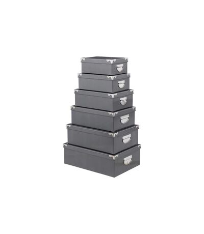 Set de 6 Boîtes de Rangement Uni 48cm Gris Foncé