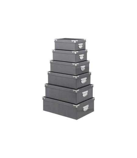 Set de 6 Boîtes de Rangement Uni 48cm Gris Foncé