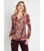 T-shirt court col croisé imprimé patchwork-1