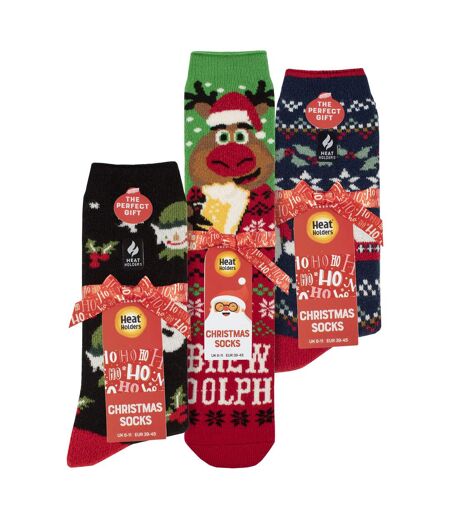 Lot de 3 paires de chaussettes thermiques fantaisie de Noël pour homme