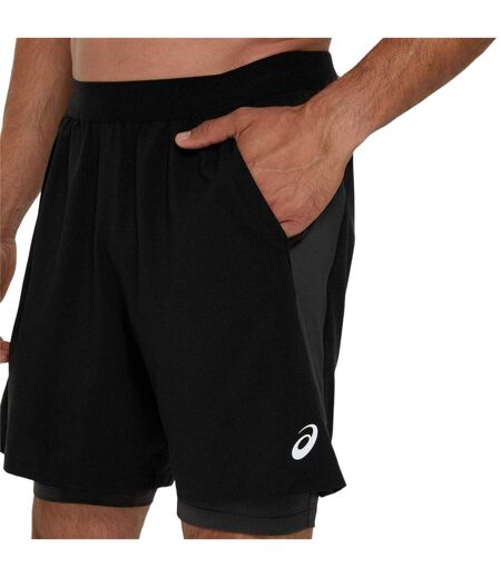 Mens 2 In 1 Running Shorts Black Grey Asics